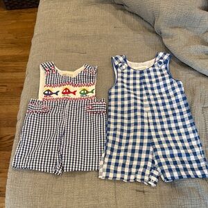 Blue and White Gingham Kids One Piece